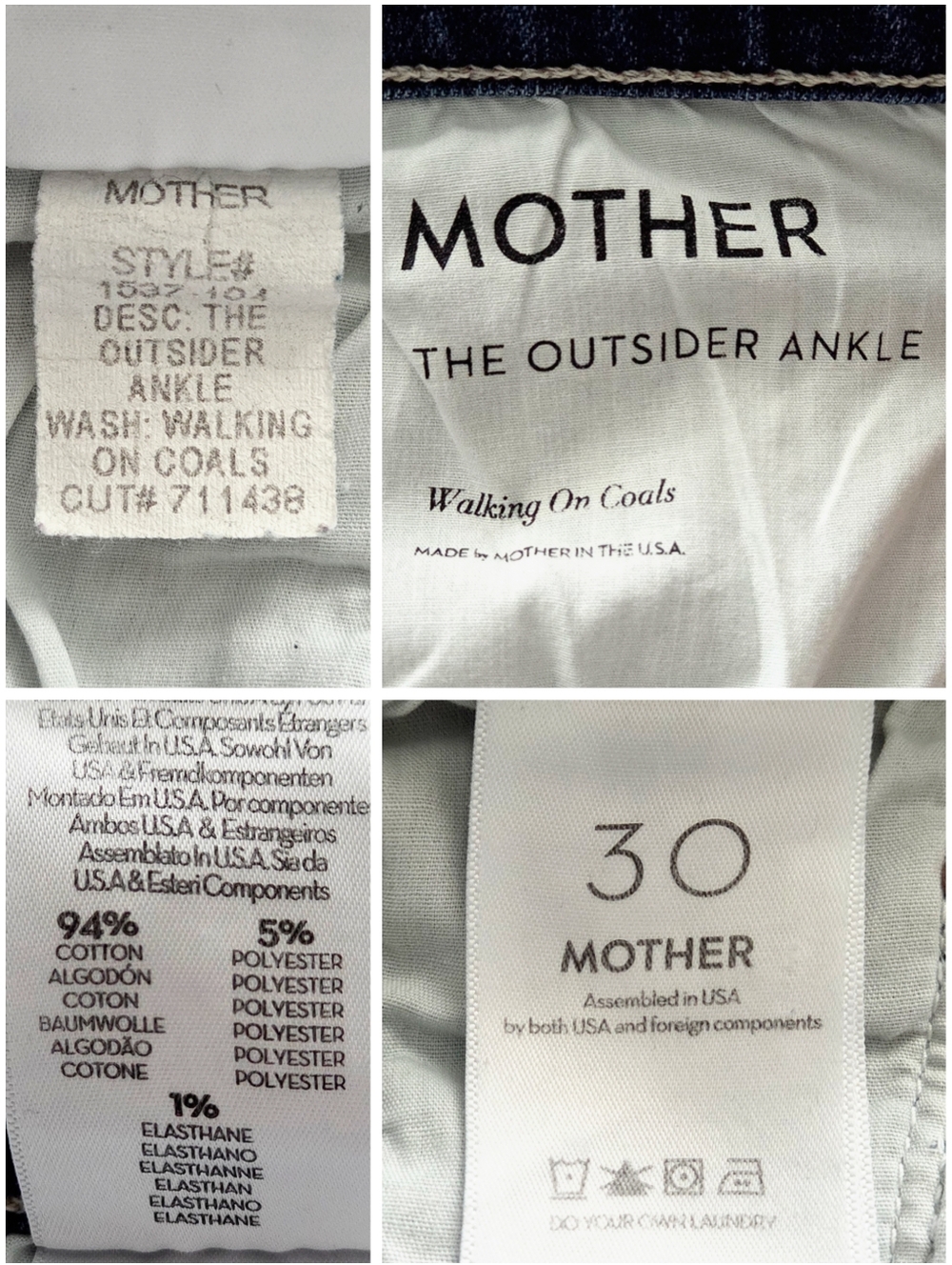 MOTHER The Outsider Ankle Jeans, Walking On Coals Wash, Size 30 - Picture 13 of 16